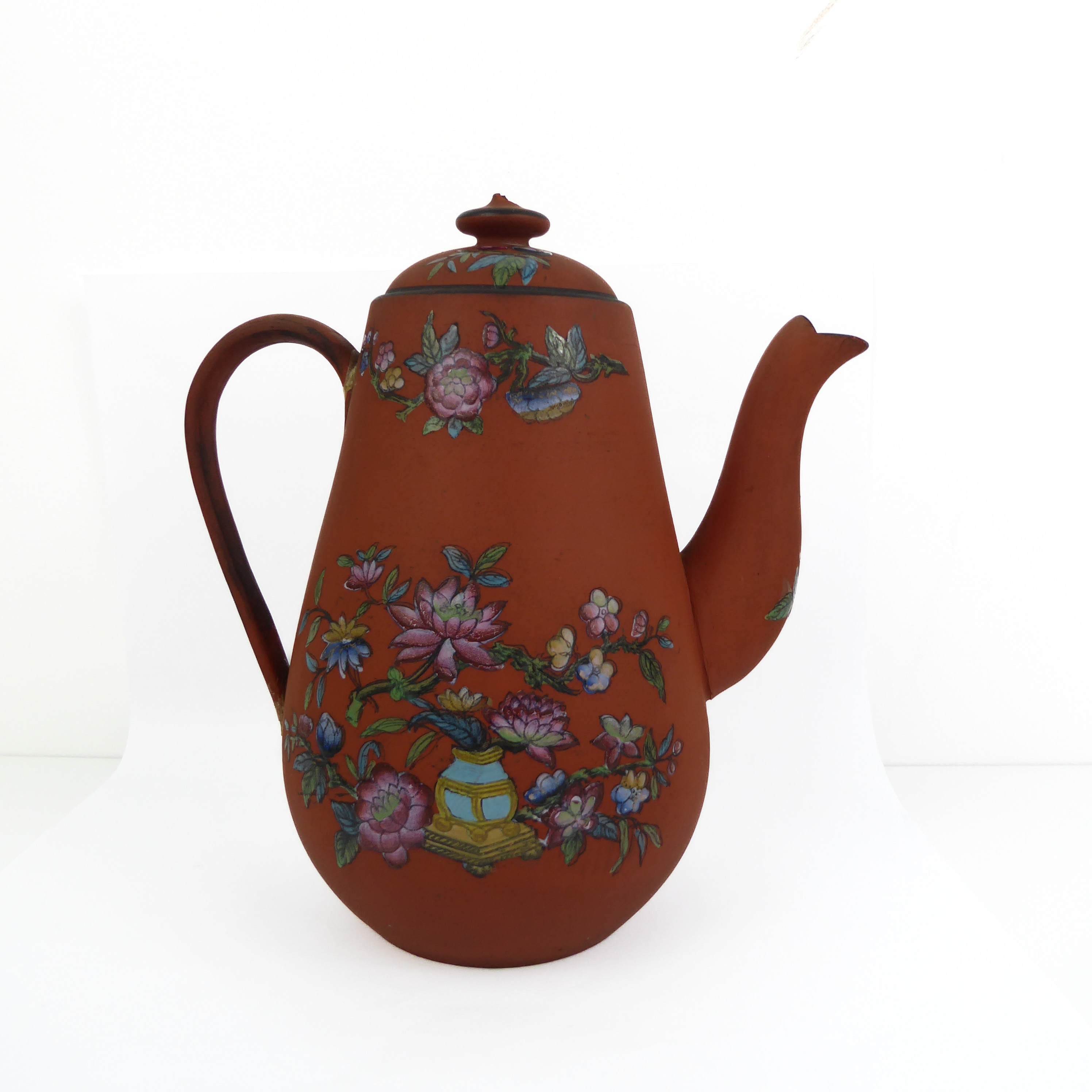 A Chinese Yixing stoneware famille rose enamelled teapot and cover - Qing Dynasty, probably 19th - Image 3 of 9