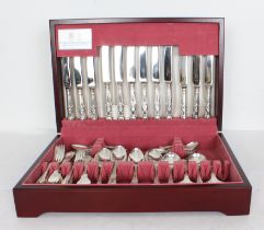 A George Butler & Co. 12-place cased set of hallmarked silver cutlery comprising table knives and