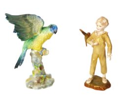 A Royal Worcester blush ivory figure 'The Parakeet' - modelled by Freida Doughty, model no. 3087,