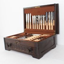 A fine, extensive and complete cutlery set for 12 persons: 97 by Thomas W. Cork (Sheffield) in a