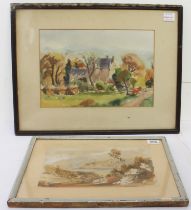 Two pieces: 1. English School (early 19th century) Lakeland landscape watercolour 6⅝ x 10 in. (16.