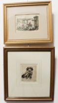 Two sporting prints: 1. After Henry Wilkinson - 'Black Labrador and Shoveller' -  drypoint etching