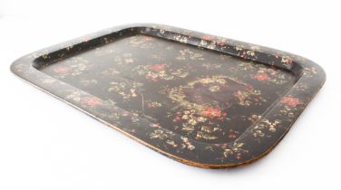 A large late 19th century rectangular papier-mâché tray (58 x 44 cm)