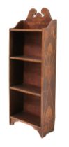 A French early 20th century Art Nouveau style open bookcase with pokerwork decoration - of small