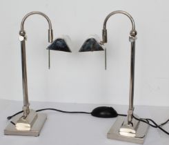 A pair of chrome-plated Valsan LED table lamps - height adjustable from 49.5 to 61 cm