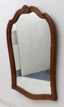 An 18th century style faux-walnut mirror - late 20th century, the wooden mirror with stained
