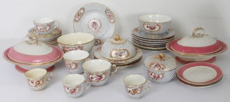 An early 19th century Davenport English porcelain part tea & coffee service - painted with sprays of