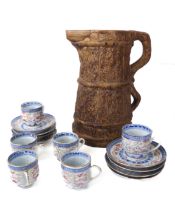 A rustic Hillstonia stoneware jug by Moira Pottery - 28cm. high; and a modern set of six Chinese