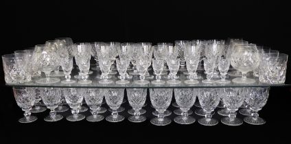 A set of seventy-nine drinking glasses (some marked Tudor England): 16 x white wine; 17 x red