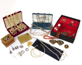 A box of silver and costume jewellery