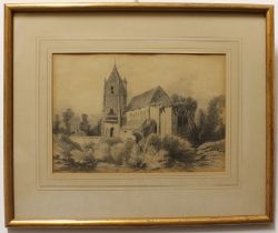 Three pieces: 1. Sue Casson (British, 20th century) 'Fountain Abbey' pencil, signed, dated 1979