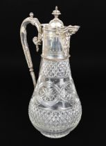 A circa 19th century claret jug with silver-plated mounts.