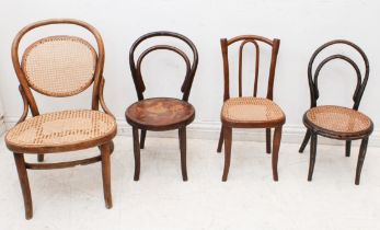 A Thonet bentwood and caned nursing chair - early 20th century, with original label to seat rail,