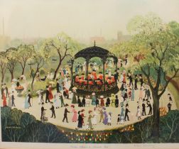 After Helen Bradley (1900-1979) 'Sunday Afternoon in Alexandra Park' Lithograph - signed in