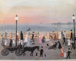 After Helen Bradley (1900-1979) 'Evening on the Promenade' Lithograph - signed in pencil (l.r.)