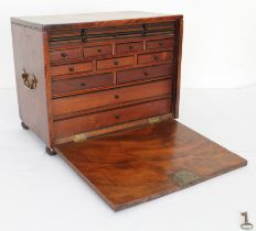A George III mahogany collector's table cabinet - the rectangular box with boxwood stringing and