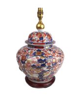 An Imari style Oriental porcelain vase lamp