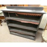 LATE 19TH CENTURY EBONISED BOOKCASE WITH ADJUSTABLE SHELVES 111CM TALL X 113CM WIDE