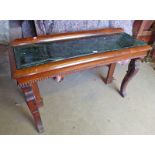 19TH CENTURY STYLE MARBLE TOPPED ROSEWOOD CONSOLE TABLE WITH RAIL BACK ON DECORATIVE SHAPED