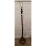 OAK STANDARD LAMP WITH BARLEY TWIST DECORATION