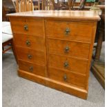 LATE 19TH CENTURY PINE CHEST OF 8 DRAWERS ON PLINTH BASE 78CM TALL X 82CM WIDE