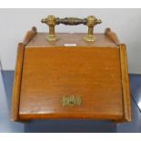 MAHOGANY COAL SCUTTLE WITH BRASS FIXTURES