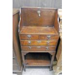 19TH CENTURY MAHOGANY LADIES BUREAU WITH FALL FRONT OVER 2 SHORT AND 2 LONG DRAWERS ON SQUARE