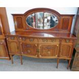 LATE 19TH CENTURY STYLE MAHOGANY MIRROR BACK SIDEBOARD WITH SHAPED FRONT,
