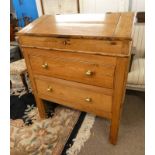 19TH CENTURY PINE DESK WITH LIFT-TOP OVER 2 DRAWERS ON SQUARE SUPPORTS 115CM TALL X 94CM WIDE