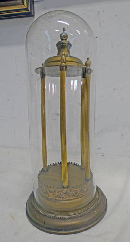 GLASS DOMED BRASS STAND,