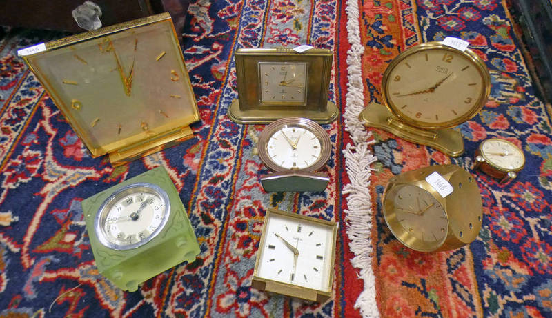 SELECTION OF BEDSIDE AND MANTLE CLOCK INCLUDING IMHOF DICE CLOCK,
