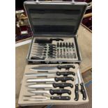 CASED SET OF BERGHAWS KITCHEN KNIVES AND STEAK KNIVES AS NEW