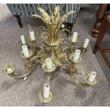 20TH CENTURY BRASS 6 BRANCH CHANDELIER Condition Report: 58cm from base to top of