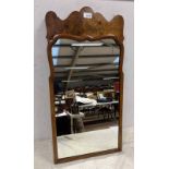 19TH CENTURY STYLE WALNUT FRAMED MIRROR 75 CM TALL