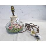 MOORCROFT TABLE LAMP WITH PINK FLORAL DECORATION,