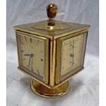 IMHOF 8 DAY GILT METAL DESK/TRAVEL CLOCK, THERMOMETER,
