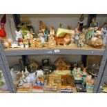 LARGE SELECTION OF PENDELFIN FIGURES RABBITS, VARIOUS PORCELAIN FIGURES, BEATRIX POTTER,