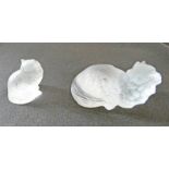 2 SEVRES CRYSTAL FROSTED CATS,