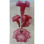 LATE 19TH CENTURY OR EARLY 20TH CENTURY CRANBERRY GLASS EPERGNE