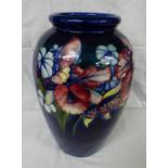 MOORCROFT VASE WITH ORCHID AND SPRING FLOWER DECORATION IMPRESSED SIGNATURE & BLUE PAINTED MONOGRAM