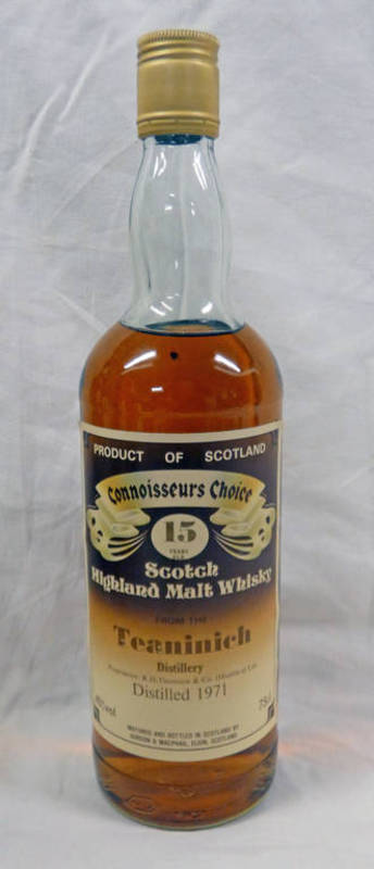 1 BOTTLE TEANINICH 15 YEAR OLD SINGLE MALT WHISKY, CONNOISSEURS CHOICE BOTTLING,