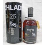 1 BOTTLE BRUICHLADDICH 25 YEAR OLD SINGLE MALT WHISKY, DISTILLED 1990, SHERRY CASK EDITION - 700ML,