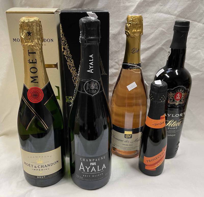 2 BOTTLE CHAMPAGNE: MOET ET CHANDON BRUT, AYALA BRUT MAJEUR,