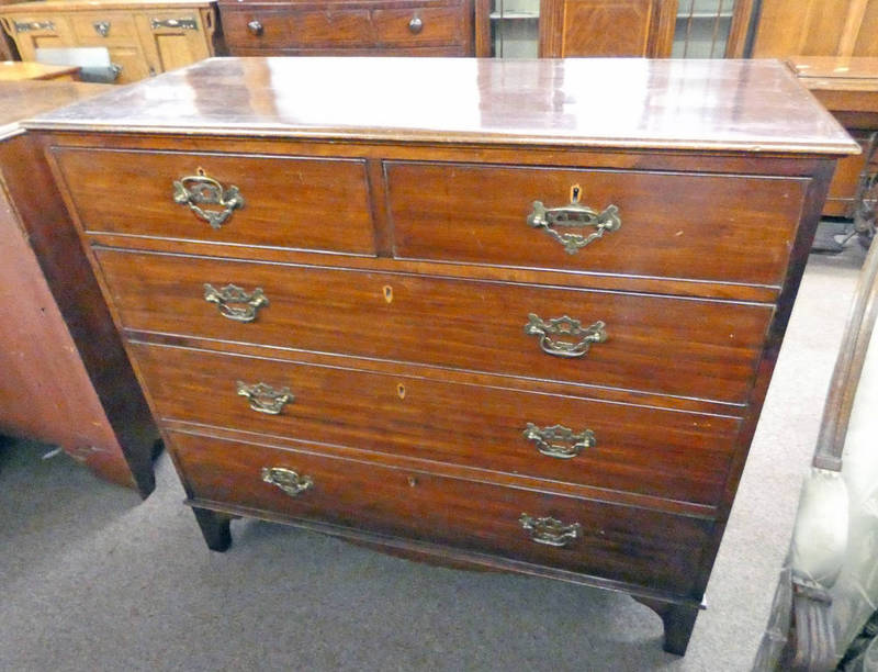 LATE 19TH CENTURY MAHOGANY CHEST OF 2 SHORT OVER 3 LONG DRAWERS,