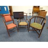 MAHOGANY FRAMED CAMPAIGN STYLE FOLDING CHAIR,
