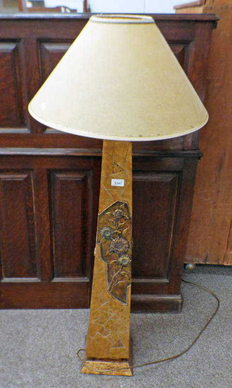 GILT SMALL STANDARD LAMP WITH SUNFLOWER DECORATION 120CM TALL