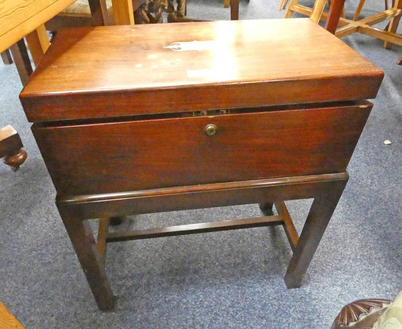 19TH CENTURY MAHOGANY FITTED BOX ON STAND,