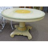 PAINTED CIRCULAR PEDESTAL KITCHEN TABLE,