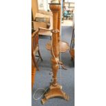 19TH CENTURY CARVED PINE TORCHERE CONVERTED TO A STANDARD LAMP,