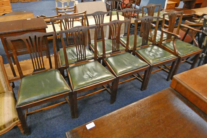 SET OF 9 LATE 19TH CENTURY MAHOGANY DINING CHAIRS ON SQUARE SUPPORTS INCLUDING 2 ARMCHAIRS